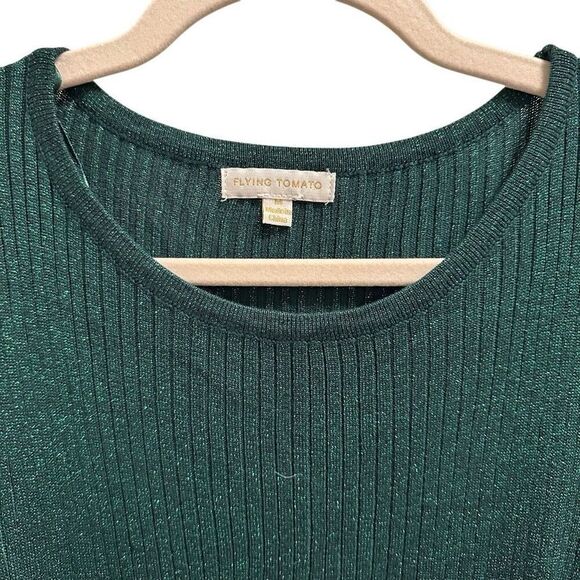 Flying Tomato Emerald Green Puff Sleeve Knit Sweater Dress - Picture 9 of 13